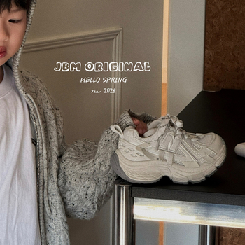 JBM Pantofi sport pentru copii – ușori, anti-derapare, talpă din cauciuc, partea superioară din microfibră, model color-block, închidere cu Velcro