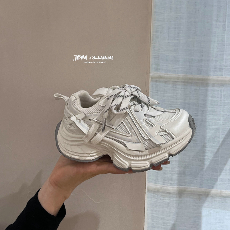 JBM Pantofi sport pentru copii – ușori, anti-derapare, talpă din cauciuc, partea superioară din microfibră, model color-block, închidere cu Velcro