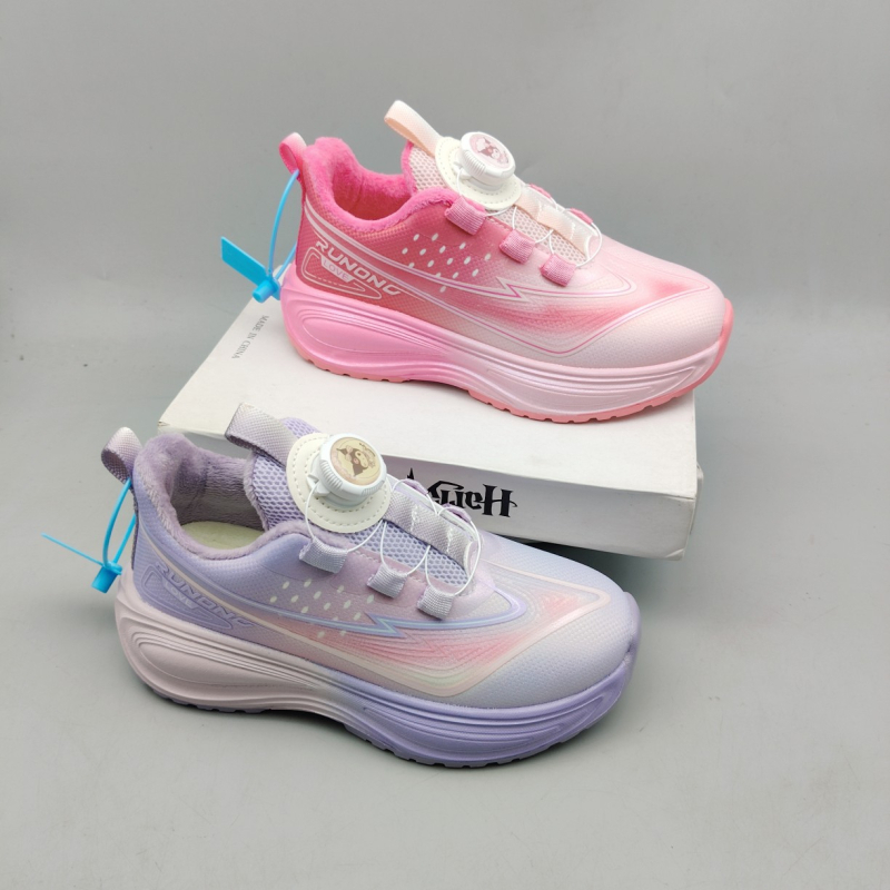 Încălțăminte sport pentru copii unisex, cu polar pe interior, închidere Velcro, partea superioară din piele sintetică, talpă EVA