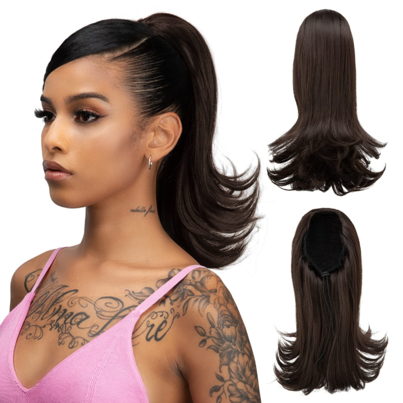 Perika s repom, snop kose, vlakna otporna na visoke temperature, model Yp006w, marka Xindinglong, mehanička obrada