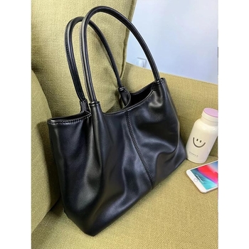 Geantă Tote pentru femei, stil urban minimalist, material PU, vară 2023, formă orizontal pătrată, buzunar interior cu fermoar și buzunar pentru telefon