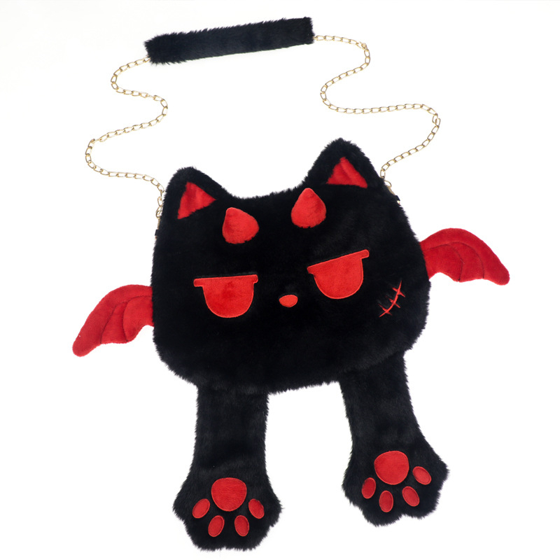 Geantă de umăr din pluș, închidere cu fermoar, căptușeală din pluș, curea simplă