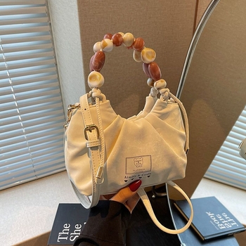 Geantă de damă din nylon, stil bucket, cu fermoar, formă rotundă, căptușeală PU, buzunar interior laminat, Primăvara 2025