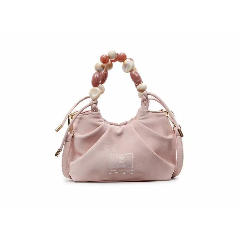 Geantă de damă din nylon, stil bucket, cu fermoar, formă rotundă, căptușeală PU, buzunar interior laminat, Primăvara 2025