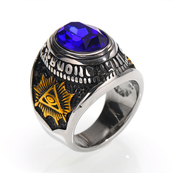 HAITEN inel din oțel inoxidabil, cu zirconiu, design geometric masculin