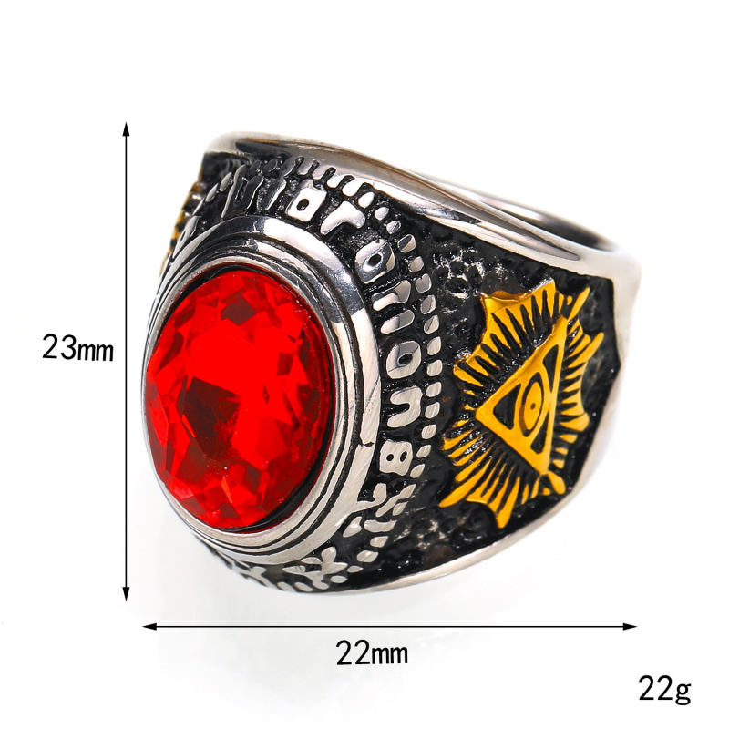 HAITEN inel din oțel inoxidabil, cu zirconiu, design geometric masculin