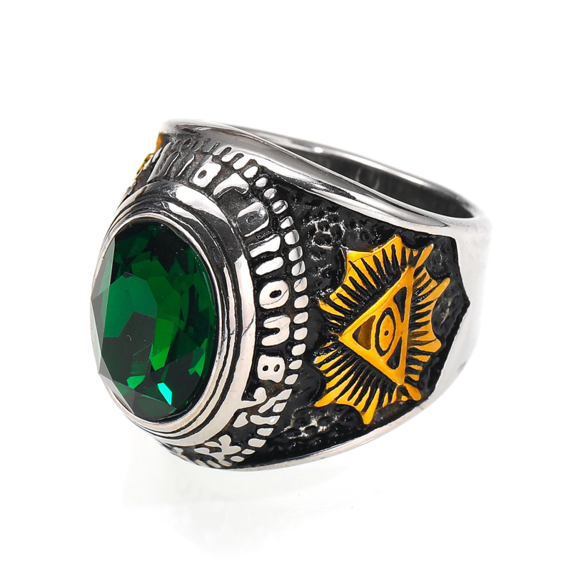 HAITEN inel din oțel inoxidabil, cu zirconiu, design geometric masculin