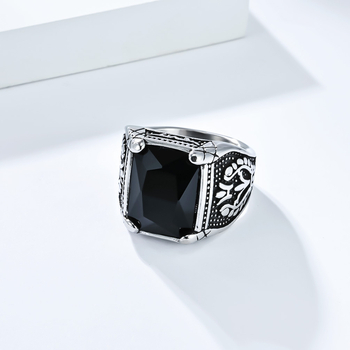 Inel din oțel inoxidabil, formă geometrică, stil vintage, execuție precisă, pentru bărbați