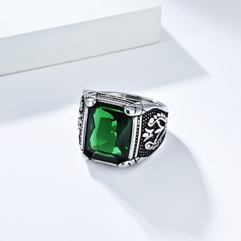 Inel din oțel inoxidabil, formă geometrică, stil vintage, execuție precisă, pentru bărbați