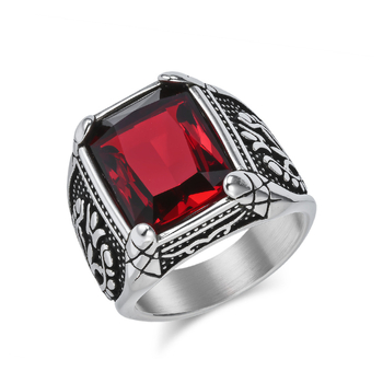 Inel din oțel inoxidabil, formă geometrică, stil vintage, execuție precisă, pentru bărbați