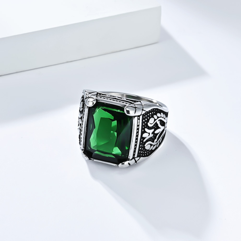 Inel din oțel inoxidabil, formă geometrică, stil vintage, execuție precisă, pentru bărbați