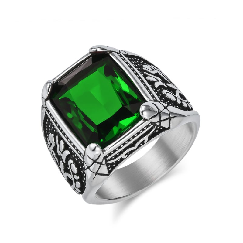 Inel din oțel inoxidabil, formă geometrică, stil vintage, execuție precisă, pentru bărbați