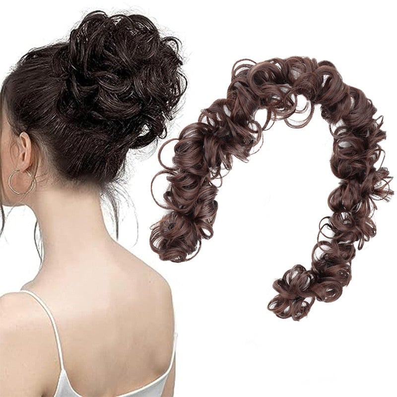 Perika s repom i gumom za kosu – Tuoju, vlakna visoke temperature, model Wrap hair tie, nije moguće trajno bojiti ili peglati