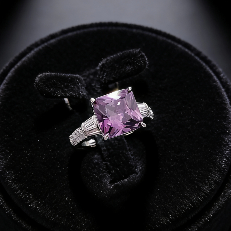 Női négyzet alakú gyűrű cirkóniával, aranyozott réz alap, polírozott felület, divatos stílus