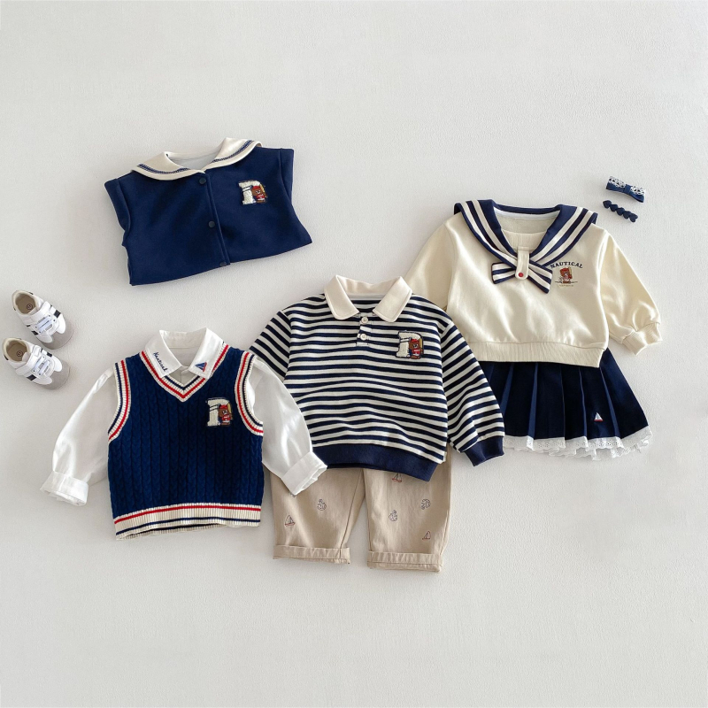 Dječja polo majica - Korejski stil, prugasta, pamuk, proljeće i jesen