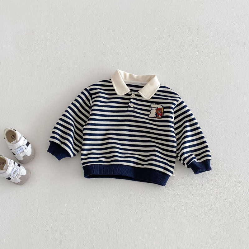 Dječja polo majica - Korejski stil, prugasta, pamuk, proljeće i jesen