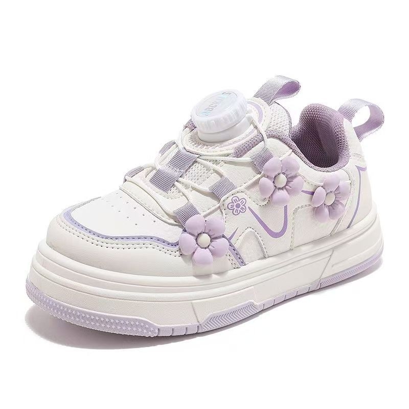 Kislányoknak Platformos Tornacipő (kétrétegű marhabőrből készült felsőrész; gumírozott talp; virágos minta; tavasz–ősz)