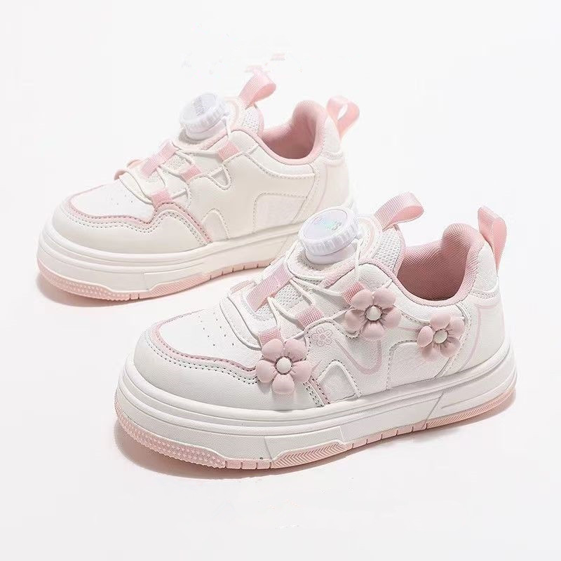 Kislányoknak Platformos Tornacipő (kétrétegű marhabőrből készült felsőrész; gumírozott talp; virágos minta; tavasz–ősz)