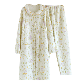 Set pijamale maternitate pentru toamnă–iarna, mâneci lungi, 95–100% bumbac, grosime 251–300 g/m², acces de alăptare încrucișat