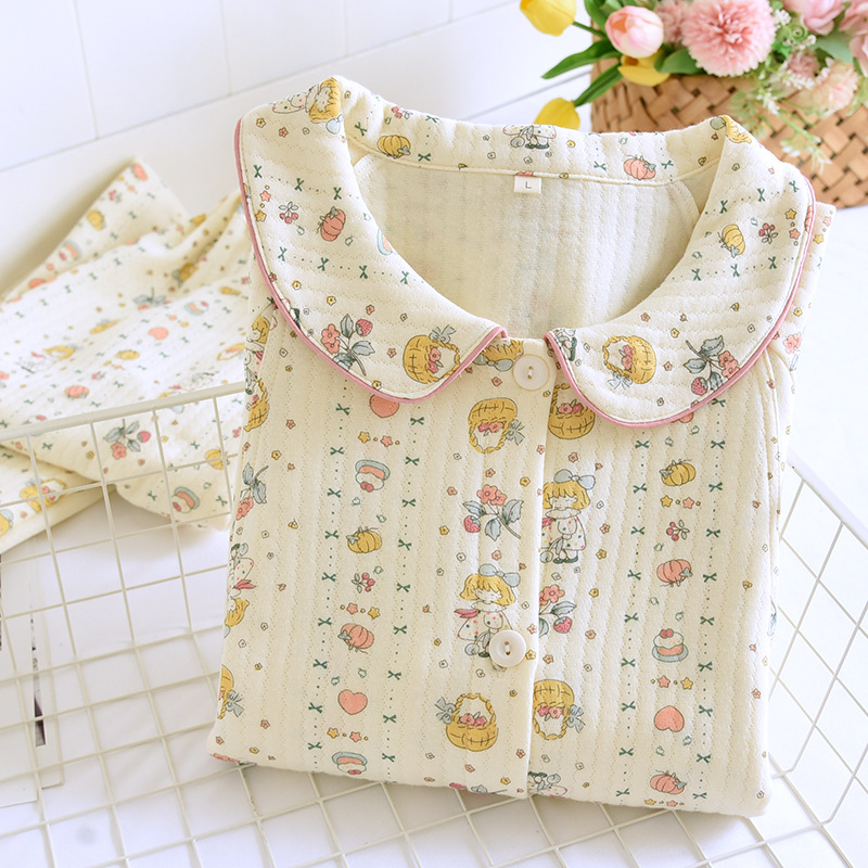 Set pijamale maternitate pentru toamnă–iarna, mâneci lungi, 95–100% bumbac, grosime 251–300 g/m², acces de alăptare încrucișat