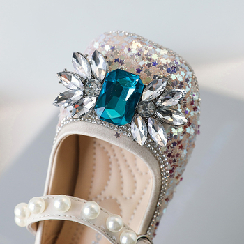 Sandale de vară pentru fetițe, stil prințesă — accente cristaline, partea superioară din microfibră, închidere Velcro, talpă moale