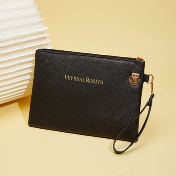 Γυναικεία PU clutch τσάντα, για επιχειρηματικά ταξίδια, φάκελο στυλ, οριζόντιο τετράγωνο σχήμα, με φερμουάρ, άνοιξη 2025