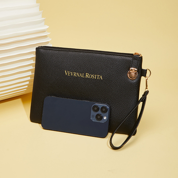 Γυναικεία PU clutch τσάντα, για επιχειρηματικά ταξίδια, φάκελο στυλ, οριζόντιο τετράγωνο σχήμα, με φερμουάρ, άνοιξη 2025