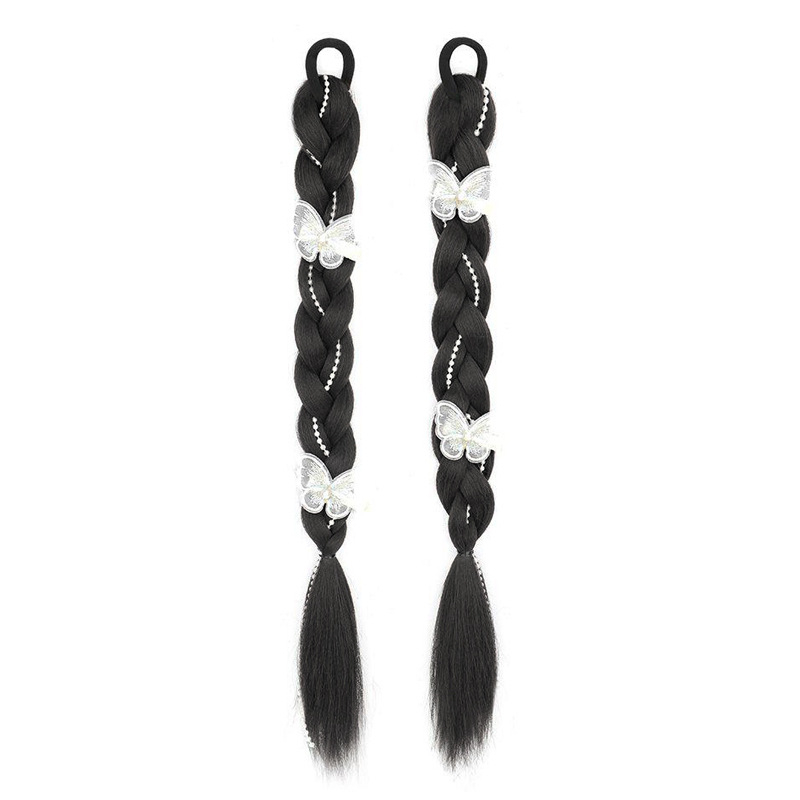 Perika s dvostrukom repom i pletenicom Pearl Bow Twist, ručna izrada, vlakna otporna na visoke temperature, brend Fragrant
