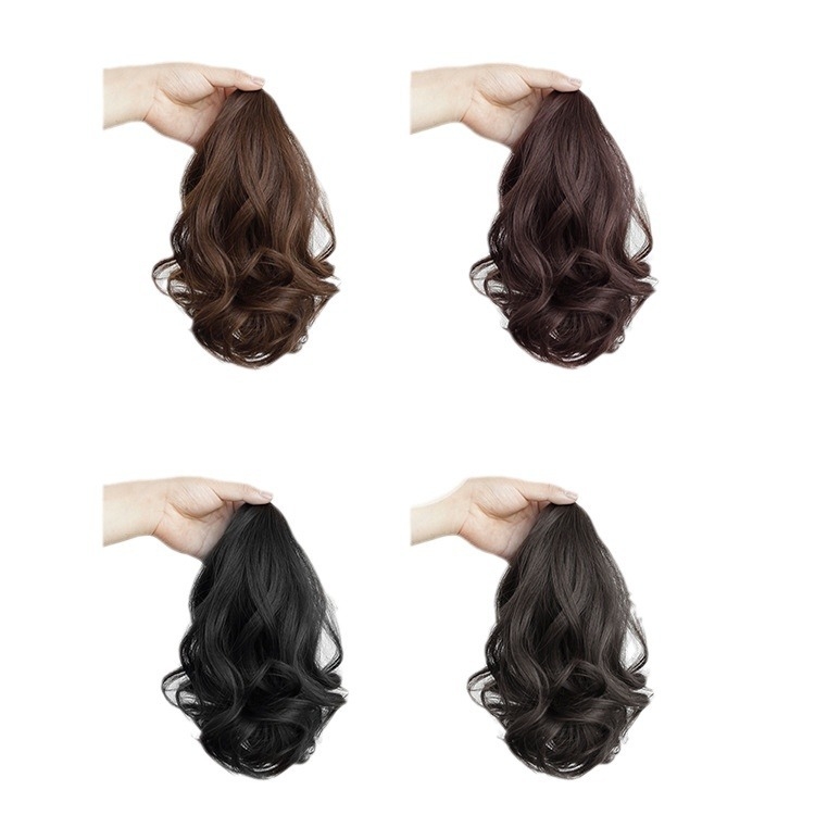 Női rövid lófarok paróka Körtevirág mintával, hőálló szálakkal, természetes megjelenés, nem festhető