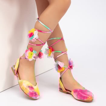 Lányoknak szóló tánccipő műbőrből, nyári stílus, csúszásmentes talp, fűzős, lapos cipő 7–12 éveseknek