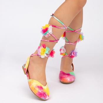 Lányoknak szóló tánccipő műbőrből, nyári stílus, csúszásmentes talp, fűzős, lapos cipő 7–12 éveseknek