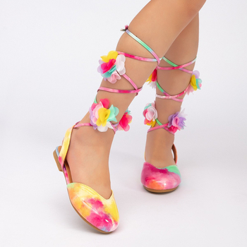 Lányoknak szóló tánccipő műbőrből, nyári stílus, csúszásmentes talp, fűzős, lapos cipő 7–12 éveseknek