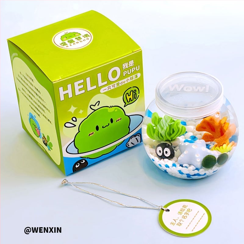 Miniatűr tengeri algagolyó – városi sziget mikro táj ökológiai üvegben irodai hidroponikus növényekhez chlorella tápoldattal