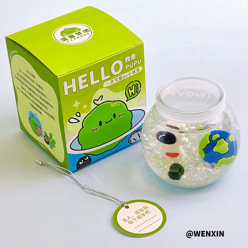 Miniatűr tengeri algagolyó – városi sziget mikro táj ökológiai üvegben irodai hidroponikus növényekhez chlorella tápoldattal