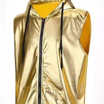 Férfi sportos mellény kapucnival, fényes egyszínű dizájn, cipzárral, karcsú szabás, fő anyag: spandex 30%, bélés: spandex, őszi viselet