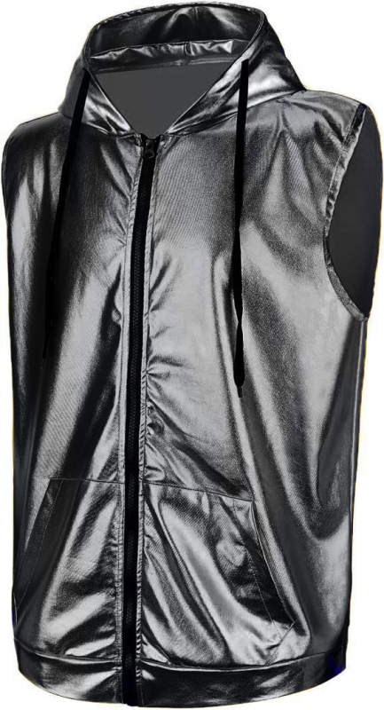 Férfi sportos mellény kapucnival, fényes egyszínű dizájn, cipzárral, karcsú szabás, fő anyag: spandex 30%, bélés: spandex, őszi viselet