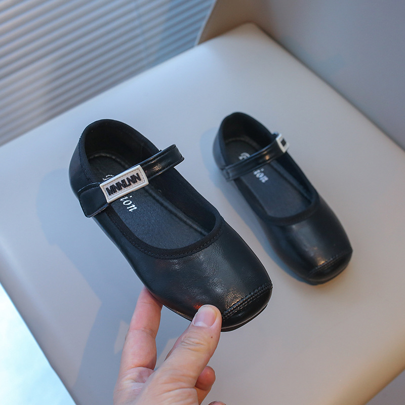 Djevojačke PU plošne cipele s Velcro kopčom, gumom potplatom, PU uloškom — Jesen 2024
