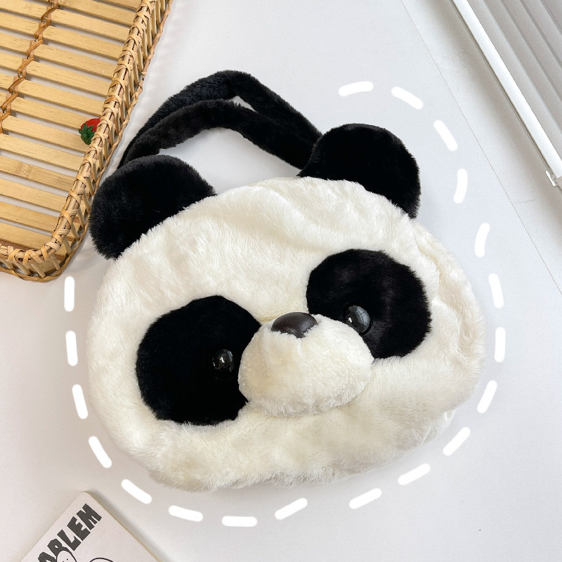 Plush Panda torba za ramena – okruglog oblika, zatvarač, poliester podstava