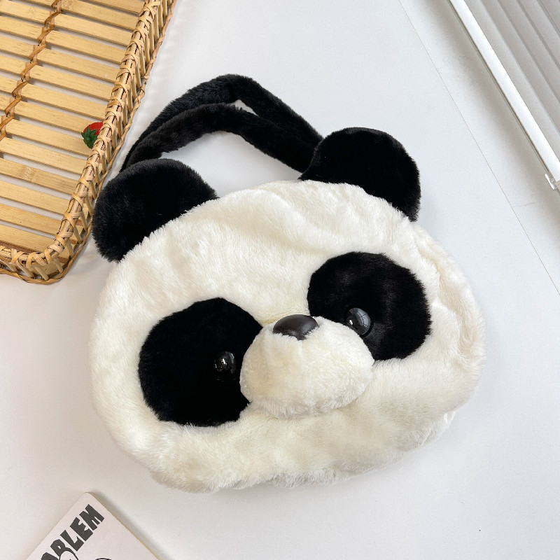 Plush Panda torba za ramena – okruglog oblika, zatvarač, poliester podstava