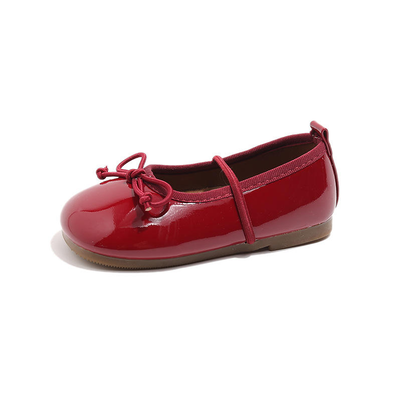 Dječje Mary Jane slip-on cipele, PU gornji dio i uložak, gumena potplata, niski vrh, korejski stil s mašnicom