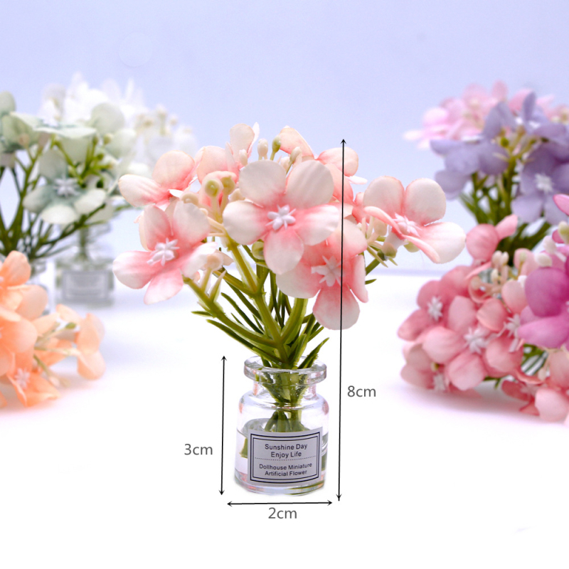 Plantă miniaturală pentru casă de păpuși într-o vază din sticlă, lucrată manual, ornament model BJD