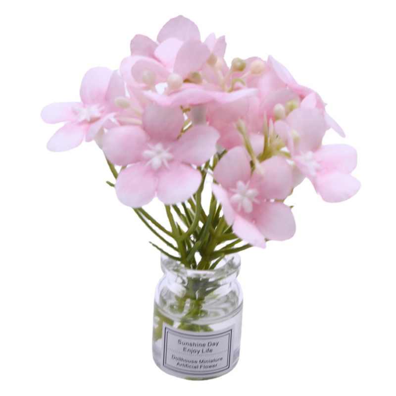 Plantă miniaturală pentru casă de păpuși într-o vază din sticlă, lucrată manual, ornament model BJD