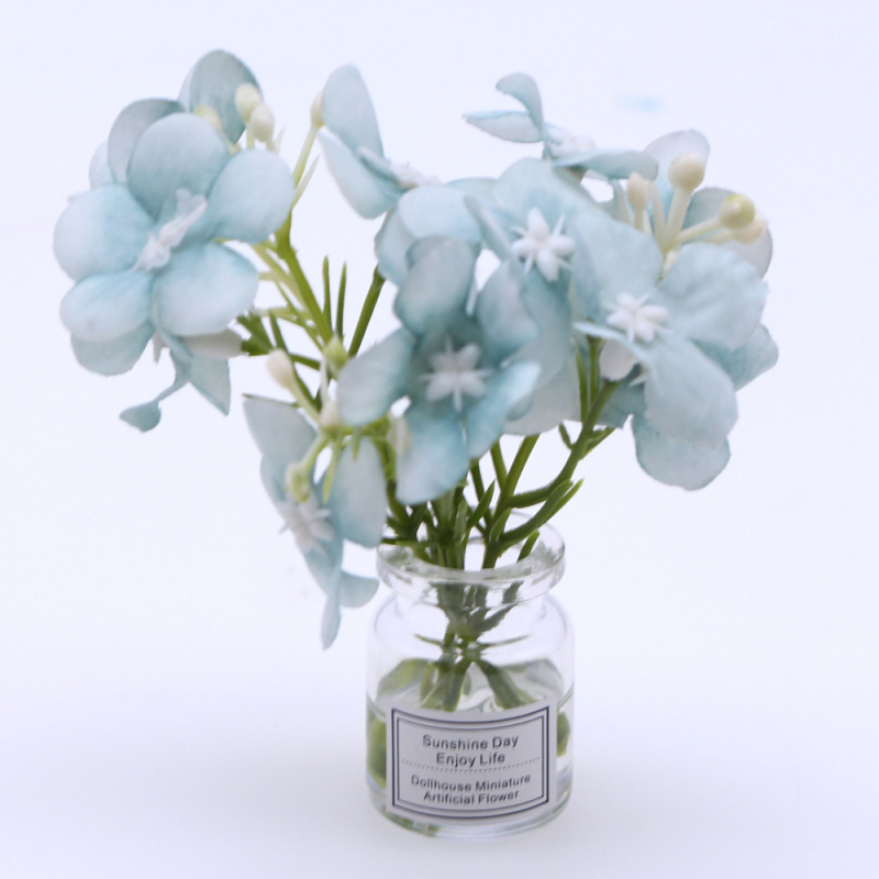 Plantă miniaturală pentru casă de păpuși într-o vază din sticlă, lucrată manual, ornament model BJD