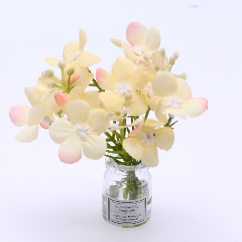 Plantă miniaturală pentru casă de păpuși într-o vază din sticlă, lucrată manual, ornament model BJD