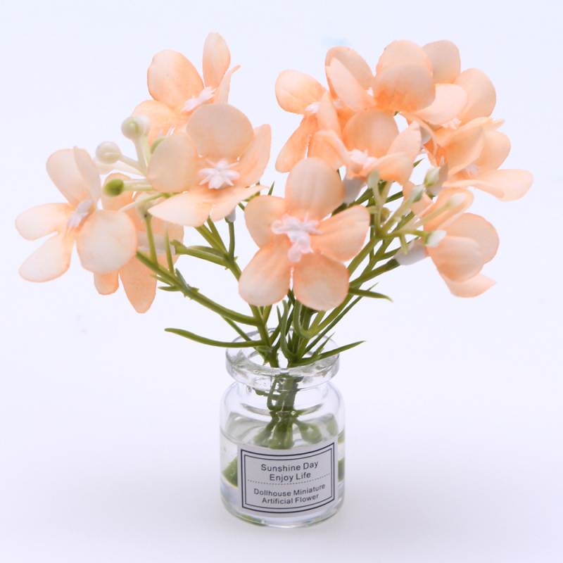 Plantă miniaturală pentru casă de păpuși într-o vază din sticlă, lucrată manual, ornament model BJD