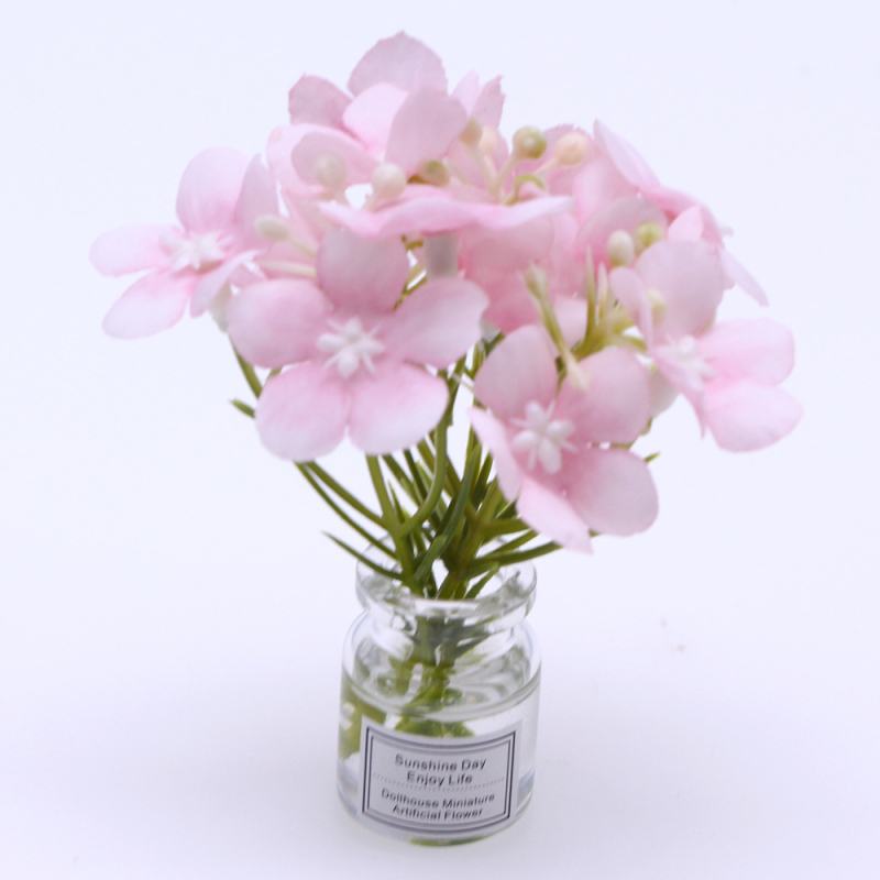 Plantă miniaturală pentru casă de păpuși într-o vază din sticlă, lucrată manual, ornament model BJD