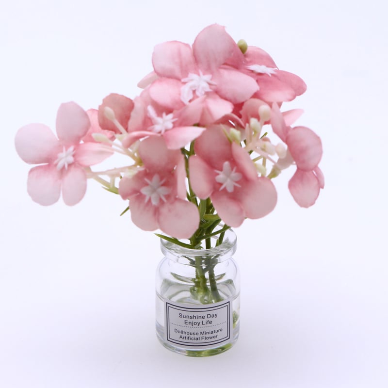 Plantă miniaturală pentru casă de păpuși într-o vază din sticlă, lucrată manual, ornament model BJD