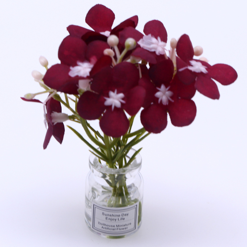 Plantă miniaturală pentru casă de păpuși într-o vază din sticlă, lucrată manual, ornament model BJD