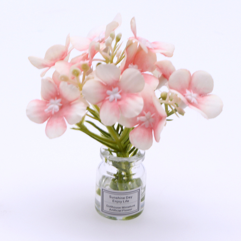 Plantă miniaturală pentru casă de păpuși într-o vază din sticlă, lucrată manual, ornament model BJD
