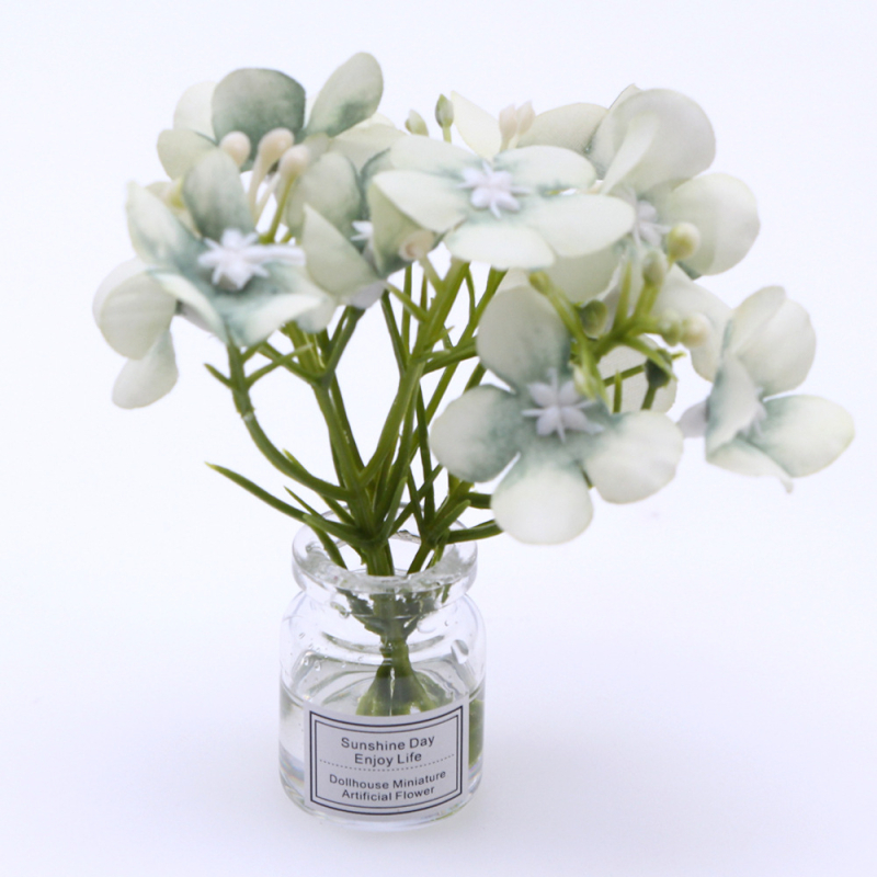 Plantă miniaturală pentru casă de păpuși într-o vază din sticlă, lucrată manual, ornament model BJD